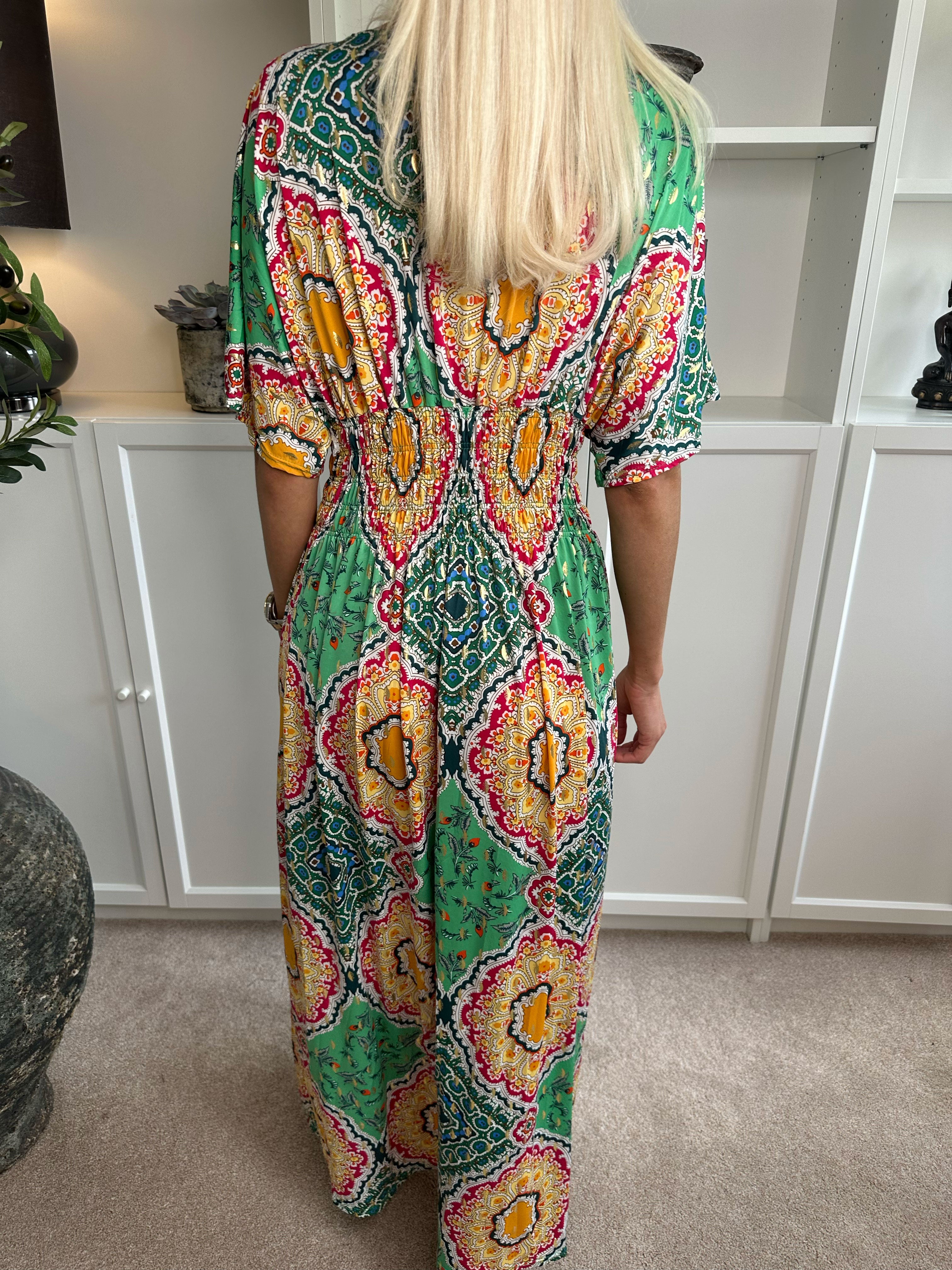 Pams Multi - Lang elastisk kjole i krølfrit stof